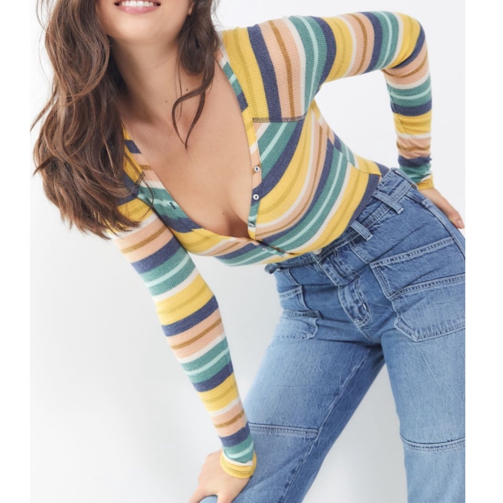 Long Sleeve Striped Bodysuit